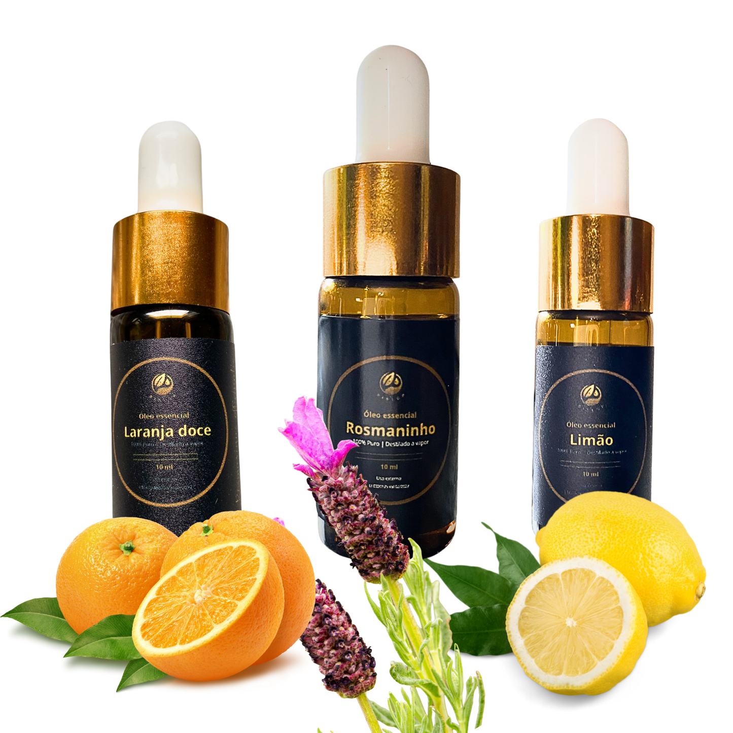 Pack Frescura Cítrica Aromaterapia – Laranja Doce + Rosmaninho + Limão (3×10 ml) – 100% Óleos Essenciais Naturais