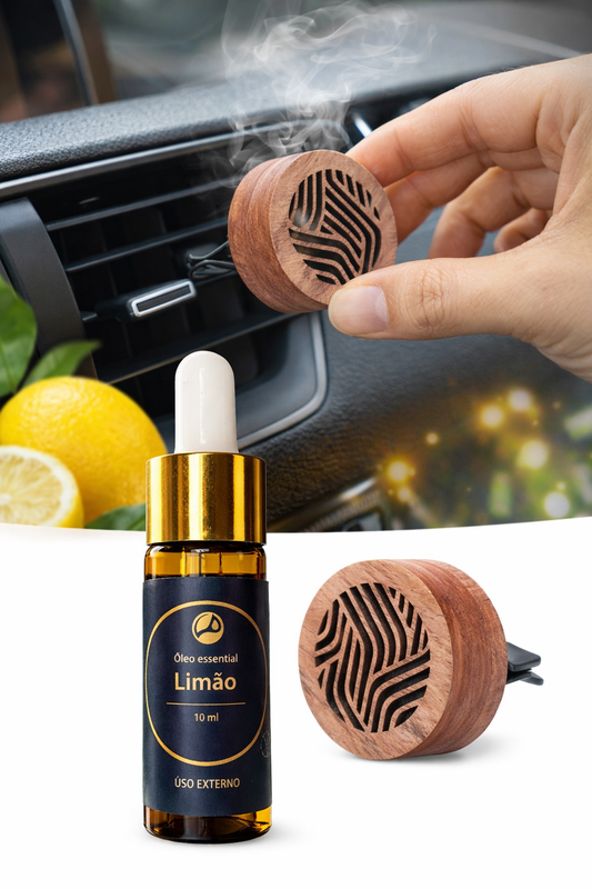 Pack Difusor para Carro + Óleo Essencial de Limão – Aroma Natural, Fresco e Energizante