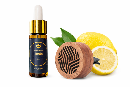 Pack Difusor para Carro + Óleo Essencial de Limão – Aroma Natural, Fresco e Energizante